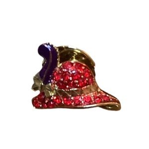 Vintage Red Hat Ladies Pin Pave Rhinestones